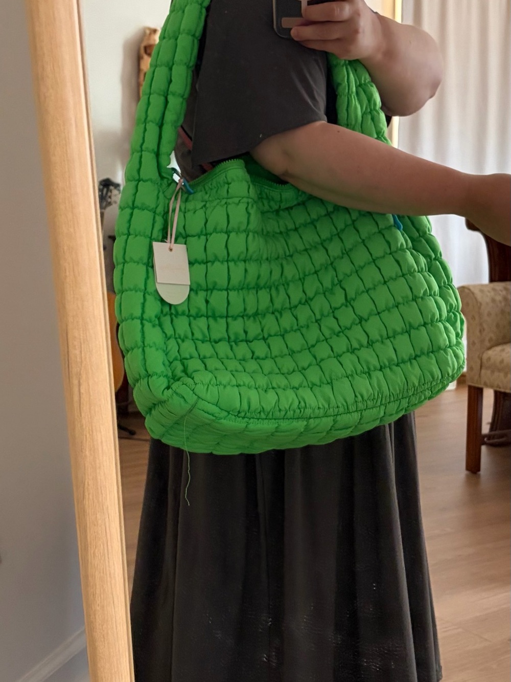 SweetHoney Bright Green Quilted Shoulder Bag